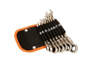 Набор ключей комбинированных Maxpiler трещоточных с шарнирным механизмом, 8шт  арт. MXT-8-SB - фото 1